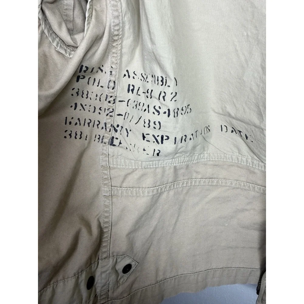 Vtg Polo Ralph Lauren Men L Khaki Field Jacket Corduroy Collar Military